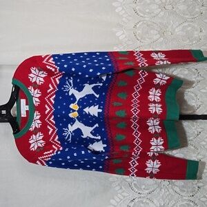 Jolly Sweaters Reindeer Drinking Ugly Fun Christmas Sweater sz Medium